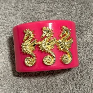 NWT MudPie Barbados Icon Hot Pink Seahorse Cuff Bracelet